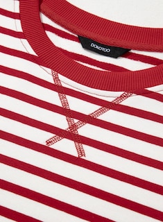 Foto 5 | Foto 5 | Camiseta Dokotoo Para Mujer A Rayas Con Mangas 3/4 Abullonadas, Color Rojo Primaveral - Venta Internacional.