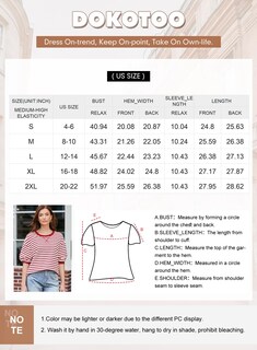 Foto 6 | Foto 6 | Camiseta Dokotoo Para Mujer A Rayas Con Mangas 3/4 Abullonadas, Color Rojo Primaveral - Venta Internacional.