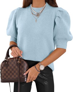 Foto 1 | Foto 1 | Jersey Goranbon Puff De Manga Corta Para Mujer, Azul Cielo - Venta Internacional.