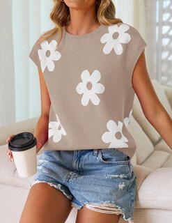 Foto 2 | Foto 2 | Top Zesica Jersey De Punto Con Cuello Redondo Y Manga Corta Para Mujer - Venta Internacional.