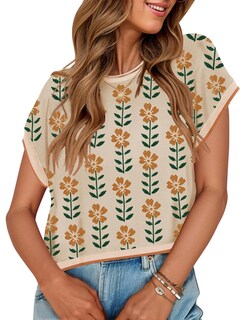 Foto 1 | Foto 1 | Top Zesica Suéter De Manga Corta Con Estampado Casual De Verano Para Mujer - Venta Internacional.