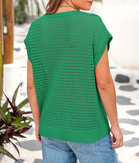 Foto 2 | Foto 2 | Camiseta Prettygarden Para Mujer, Primavera-verano, Ganchillo, Verde, Algodón - Venta Internacional.