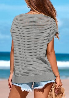Foto 2 | Foto 2 | Top Prettygarden - Jersey De Ganchillo Para Mujer, Primavera-verano, Color Gris - Venta Internacional.
