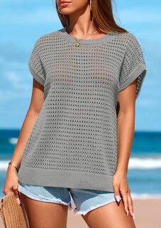 Foto 3 | Foto 3 | Top Prettygarden - Jersey De Ganchillo Para Mujer, Primavera-verano, Color Gris - Venta Internacional.