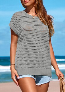 Foto 5 | Foto 5 | Top Prettygarden - Jersey De Ganchillo Para Mujer, Primavera-verano, Color Gris - Venta Internacional.