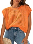 Camiseta Prettygarden Para Mujer, Primavera-verano, Ganchillo, Naranja Y Algodón - Venta Internacional.