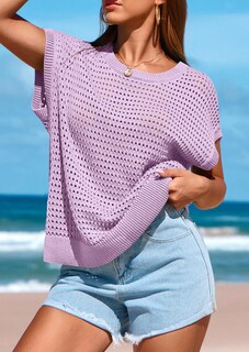 Foto 7 | Foto 7 | Top Prettygarden Para Mujer Primavera-verano 2025, Ganchillo, Color Morado - Venta Internacional.