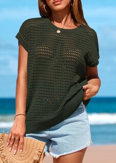 Foto 4 | Foto 4 | Top Prettygarden Con Mangas De Ganchillo Para Mujer, Primavera-verano - Venta Internacional.
