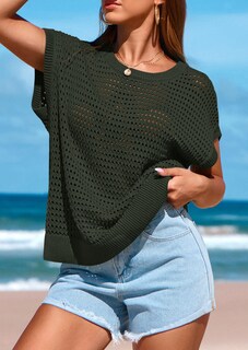 Foto 7 | Foto 7 | Top Prettygarden Con Mangas De Ganchillo Para Mujer, Primavera-verano - Venta Internacional.