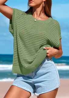 Foto 7 | Foto 7 | Top Prettygarden Con Mangas De Ganchillo Para Mujer, Primavera-verano - Venta Internacional.