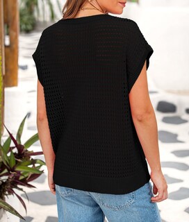 Foto 2 | Foto 2 | Top Prettygarden Para Mujer, Primavera-verano, Tejido A Ganchillo Negro Y Algodón - Venta Internacional.