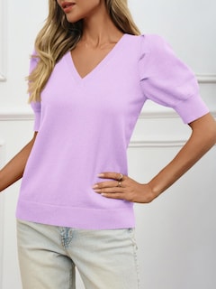 Foto 4 | Foto 4 | Suéteres Goranbon Lilac Puff De Manga Corta Para Mujer - Venta Internacional.