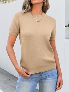 Foto 2 | Foto 2 | Jersey Anrabess Para Mujer, Manga Corta, Mezcla De Lana, Color Caqui, Talla L - Venta Internacional.