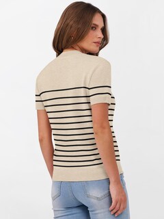Foto 6 | Foto 6 | Jersey Anrabess Para Mujer, Manga Corta, Mezcla De Lana, Talla S, Beige Y Negro - Venta Internacional.