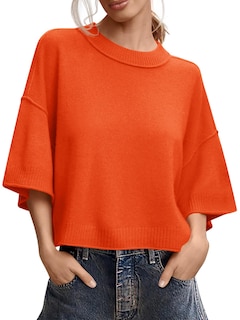 Foto 1 | Foto 1 | Jersey Saodimallsu De Punto Naranja De Manga Corta Para Mujer - Venta Internacional.