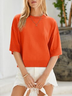 Foto 3 | Foto 3 | Jersey Saodimallsu De Punto Naranja De Manga Corta Para Mujer - Venta Internacional.