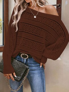 Foto 2 | Foto 2 | Jersey Cakulo Para Mujer Con Hombros Descubiertos, Color Marrón, Talla Xl - Venta Internacional.