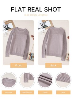 Foto 5 | Foto 5 | Jersey Evaless Para Mujer, Casual, De Otoño, Tejido A Punto, Gris Ahumado - Venta Internacional.