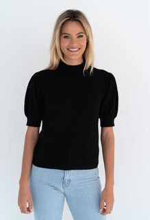 Foto 5 | Foto 5 | Suéteres Abullonados De Manga Corta Para Mujer 2024, Primavera Verano, Moda, Casual, Blusas Negras - Venta Internacional.