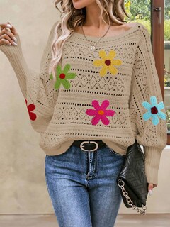 Foto 5 | Foto 5 | Sudadera Cakulo Con Hombros Descubiertos Para Mujer, Otoño 2024, Diseño Floral - Venta Internacional.