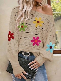 Foto 6 | Foto 6 | Sudadera Cakulo Con Hombros Descubiertos Para Mujer, Otoño 2024, Diseño Floral - Venta Internacional.