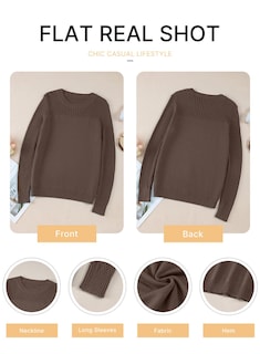 Foto 5 | Foto 5 | Jersey Evaless Para Mujer, Moderno, De Manga Larga, Tejido Trenzado, Marrón - Venta Internacional.
