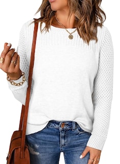 Foto 1 | Foto 1 | Jersey Evaless 2024 Fashion Trend Para Mujer Con Cuello Redondo, Blanco - Venta Internacional.