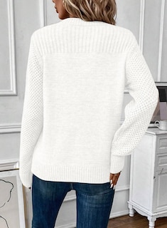 Foto 4 | Foto 4 | Jersey Evaless 2024 Fashion Trend Para Mujer Con Cuello Redondo, Blanco - Venta Internacional.