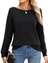 Jersey Lomon Para Mujer, Cuello Barco, Manga Larga, Punto Negro, 2024 - Venta Internacional.