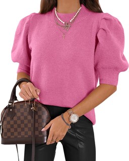 Foto 1 | Foto 1 | Jersey Goranbon Puff De Manga Corta Para Mujer, Color Rosa Brillante - Venta Internacional.
