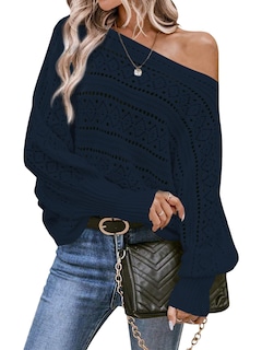 Foto 1 | Foto 1 | Sudadera Cakulo Para Mujer Con Hombros Descubiertos, Otoño 2024, Azul Marino, L - Venta Internacional.