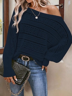 Foto 2 | Foto 2 | Sudadera Cakulo Para Mujer Con Hombros Descubiertos, Otoño 2024, Azul Marino, L - Venta Internacional.