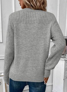 Foto 4 | Foto 4 | Jersey Evaless Para Mujer, Tejido Trenzado, Cuello Redondo, Gris Claro - Venta Internacional.