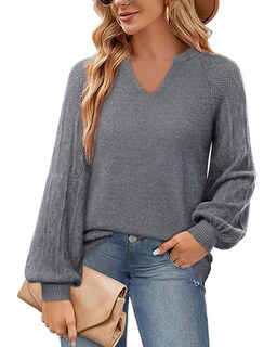 Foto 2 | Foto 2 | Jersey Messic Para Mujer Con Manga De Farol Con Estampado Geométrico, Gris - Venta Internacional.