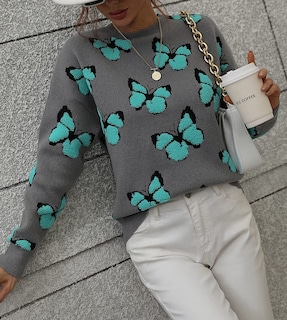 Foto 4 | Foto 4 | Jersey Junboon Para Mujer Con Cuello Redondo Y Manga Larga Estampado - Venta Internacional.