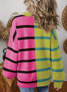 Foto 4 | Foto 4 | Jersey Evaless De Punto Trenzado A Rayas A La Moda Para Mujer, De Gran Tamaño - Venta Internacional.