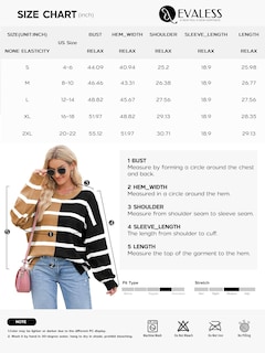 Foto 5 | Foto 5 | Jersey Evaless De Punto Trenzado A Rayas A La Moda Para Mujer, De Gran Tamaño - Venta Internacional.