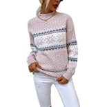 Jersey Junboon Para Mujer Con Cuello Redondo Y Manga Larga Con Estampado De Copos De Nieve - Venta Internacional.