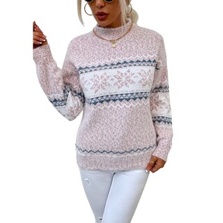 Foto 2 | Foto 2 | Jersey Junboon Para Mujer Con Cuello Redondo Y Manga Larga Con Estampado De Copos De Nieve - Venta Internacional.