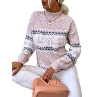 Foto 3 | Foto 3 | Jersey Junboon Para Mujer Con Cuello Redondo Y Manga Larga Con Estampado De Copos De Nieve - Venta Internacional.