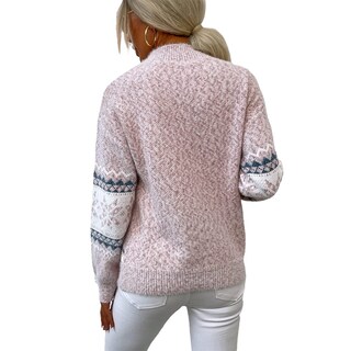 Foto 4 | Foto 4 | Jersey Junboon Para Mujer Con Cuello Redondo Y Manga Larga Con Estampado De Copos De Nieve - Venta Internacional.