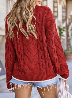 Foto 5 | Foto 5 | Suéteres Evaless Otoño 2024 Cuello Redondo Color Block Mujer Rojo S - Venta Internacional.