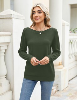 Foto 3 | Foto 3 | Jersey Lomon Casual Para Mujer De Otoño 2024, Manga Larga, Color Verde Militar, S - Venta Internacional.