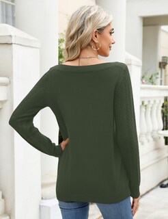 Foto 5 | Foto 5 | Jersey Lomon Casual Para Mujer De Otoño 2024, Manga Larga, Color Verde Militar, S - Venta Internacional.