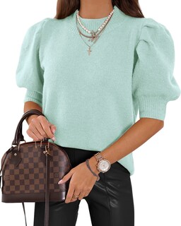 Foto 1 | Foto 1 | Jersey Goranbon Puff De Manga Corta Para Mujer, Verde Menta - Venta Internacional.