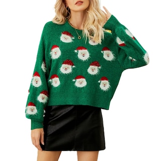 Foto 2 | Foto 2 | Jersey Junboon Para Mujer Con Estampado De Papá Noel Con Manga De Farol - Venta Internacional.