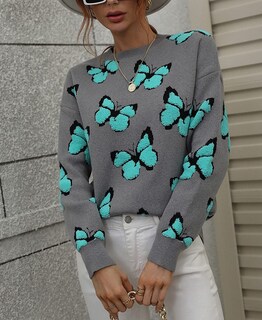 Foto 2 | Foto 2 | Jersey Junboon Para Mujer Con Cuello Redondo Y Manga Larga Estampado - Venta Internacional.