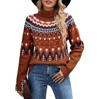 Foto 1 | Foto 1 | Jersey Junboon Vintage Con Cuello Alto Y Bloques De Colores A Rayas Para Mujer - Venta Internacional.