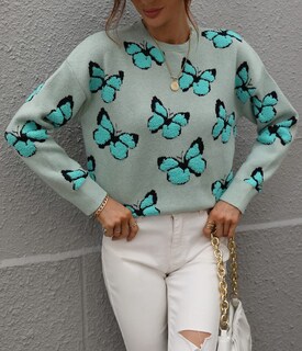 Foto 2 | Foto 2 | Jersey Junboon Para Mujer Con Cuello Redondo Y Manga Larga Estampado - Venta Internacional.