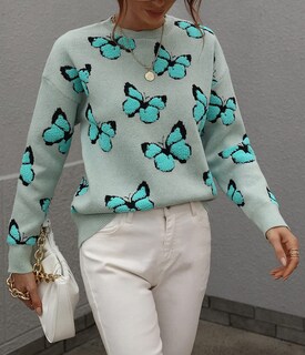 Foto 3 | Foto 3 | Jersey Junboon Para Mujer Con Cuello Redondo Y Manga Larga Estampado - Venta Internacional.